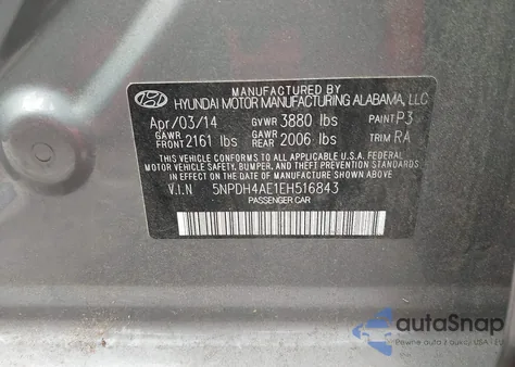 2014 Hyundai Elantra Se z USA, uszkodzony, nr VIN 5NPDH4AE1EH516843